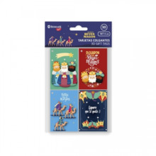 Bismark Pack de 4 Tarjetas de Felicitacion NavideÃ±a - DiseÃ±o con Relieve - TamaÃ±o Cerrada 6x8cm,Abierta 12cm - Se Pueden Colg