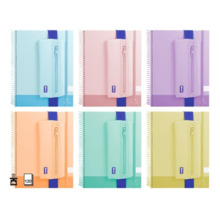 Bismark Pack de Cuaderno Espiral A4 120 Hojas 90grs Cuadricula 5x5 + Portatodo de Neopreno - Hojas Microperforadas - Colores Pas