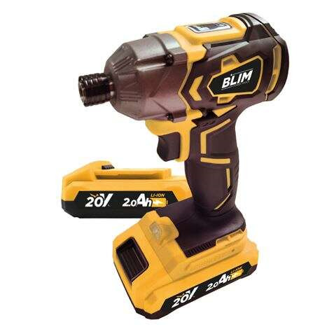 Blim Atornillador de Impacto a Bateria 20V 2Ah - Incluye 2 Baterias - 190Nm Par Maximo - 2 Velocidades 0-1000/0-2800rpm - Color