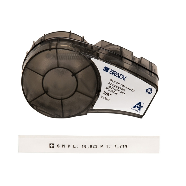 Brady M21-375-461-AW Cinta de Etiquetas Original Poliester - Texto Negro sobre Fondo Blanco - Ancho 9.53mm x 6,40m