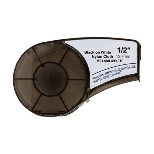 Brady M21-500-499-TB Cinta de Etiquetas Genericas de Nylon - Texto negro sobre fondo blanco - Ancho 12.7mm x 4.9 metros - 500 Et