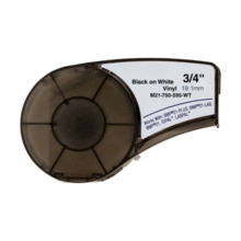 Brady M21-750-595-WT Cinta de Etiquetas Genericas de Vinilo - Texto negro sobre fondo blanco - Ancho 19.1mm x 6.4 metros - 750 E