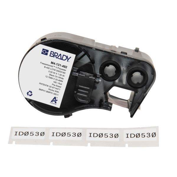 Brady M4-131-492 Cinta de Etiquetas Original Poliester Ultrafinas para Laboratorio - Texto Negro sobre Fondo Blanco - Ancho 25,4