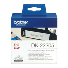 Brother DK22205 - Etiquetas Originales de TamaÃ±o personalizado - Ancho 62mm x 30,48 metros - Texto negro sobre fondo blanco