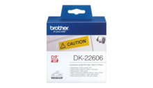 Brother DK22606 - Etiquetas Originales de TamaÃ±o personalizado - Ancho 62mm x 15,24 metros - Texto negro sobre fondo amarillo