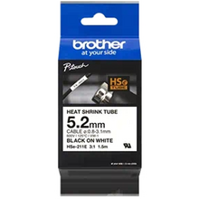 Brother HSE211E Cinta Tubo Termorretractil Original de Etiquetas para Cables - Texto negro sobre fondo blanco - Ancho 5.2mm x 1.