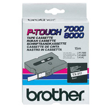 Brother TX211 Cinta Laminada Original de Etiquetas - Texto Negro sobre Fondo Blanco - Ancho 6mm x 15 metros