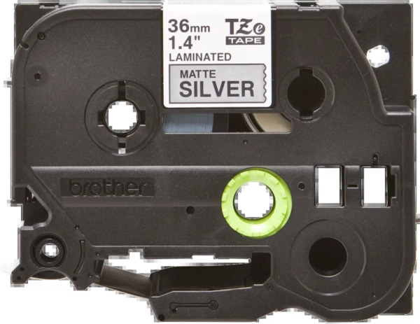 Brother TZeM961 Cinta Laminada Metalica Original de Etiquetas - Texto negro sobre fondo plata mate - Ancho 36mm x 8 metros