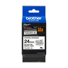 Brother TZeS251 Cinta Laminada Super Adhesiva Original de Etiquetas - Texto negro sobre fondo blanco - Ancho 24mm x 8 metros