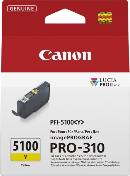 Canon PFI5100 Amarillo Cartucho de Tinta Original - PFI5100Y/6955C001