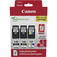 Canon PG-540L/CL-541XL Multipack de 3 Cartuchos de Tinta Originales + 50 Hojas de Papel Fotografico - 5224B015