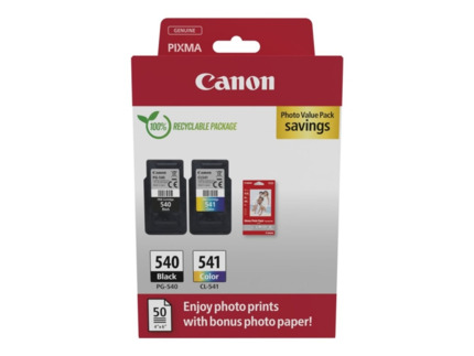 Canon PG-540/CL-541 Pack de 2 Cartuchos de Tinta Originales + 50 Hojas de Papel Fotografico - 5225B013