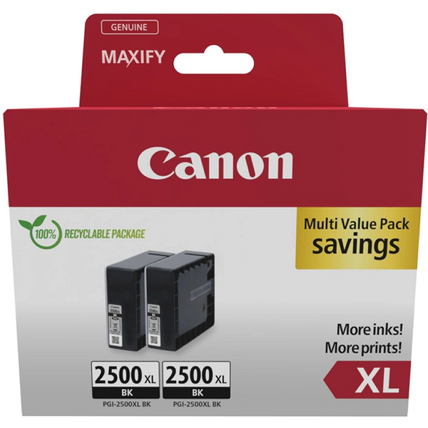 Canon PGI-2500XL Multipack de 2 Cartuchos de Tinta Originales Negro - 9254B011