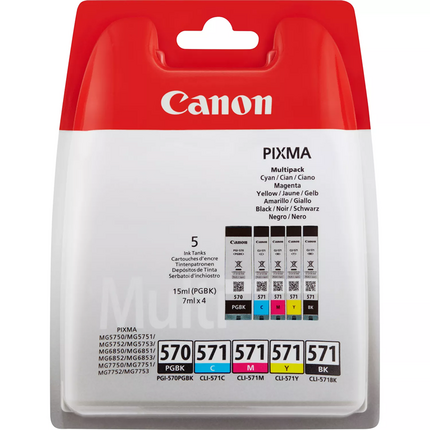 Canon PGI570/CLI571 Pack de 5 Cartuchos de Tinta Originales - 0372C004