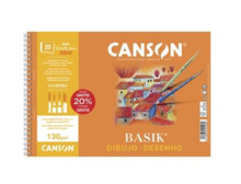 Canson Basik Cuaderno de Dibujo A4+ 20 Hojas Microperforadas 130g/mÂ² - Sin Recuadro - Medidas 23x32.5cm - Color Blanco