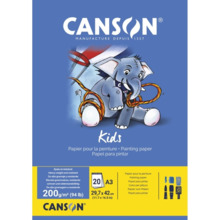 Canson Kids Bloc para Pintar A3 20 Hojas 200 g/mÂ² - Grano Ligero - Certificado FSC - Color Blanco