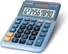 Casio MS-100EM Calculadora de Sobremesa PequeÃ±a - Pantalla LCD de 10 Digitos - Alimentacion Solar y Pilas - Color Azul
