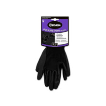 Cegasa Guantes de Trabajo Talla 7 - Fabricados en Poliester con Recubimiento de Poliuretano en Palma - Color Negro