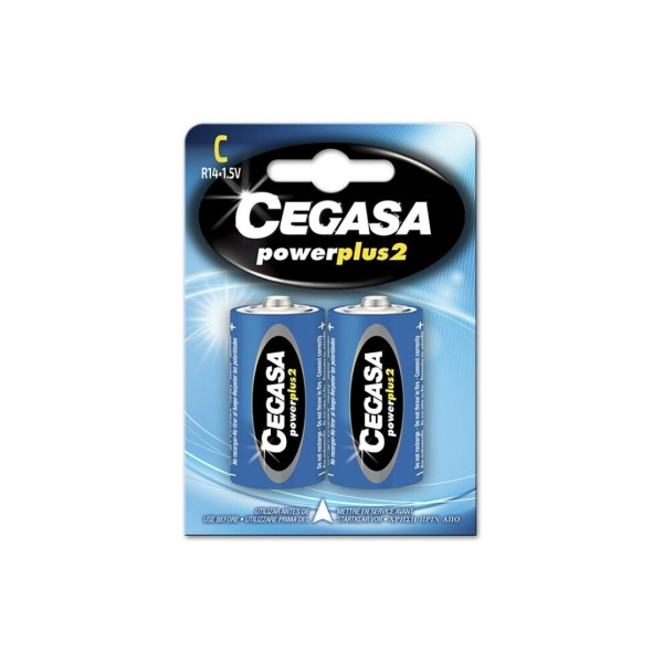 Cegasa Power Plus 2 Pack de 2 Pilas R14 C - Pilas Salinas para Aparatos de Bajo Consumo