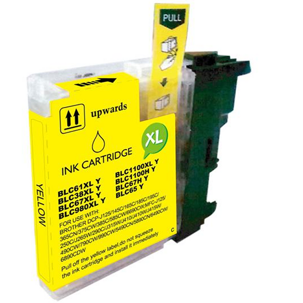 Compatible Brother LC980XL/LC1100XL/LC985XL Amarillo Cartucho de Tinta Generico - Reemplaza LC980Y/LC1100Y/LC985Y