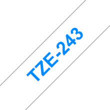 Compatible Brother TZe243 Cinta Laminada Generica de Etiquetas - Texto azul sobre fondo blanco - Ancho 18mm x 8 metros