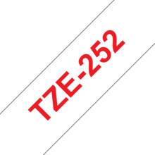 Compatible Brother TZe252 Cinta Laminada Generica de Etiquetas - Texto rojo sobre fondo blanco - Ancho 24mm x 8 metros