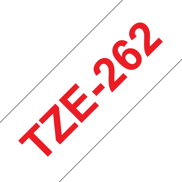 Compatible Brother TZe262 Cinta Laminada Generica de Etiquetas - Texto rojo sobre fondo blanco - Ancho 36mm x 8 metros