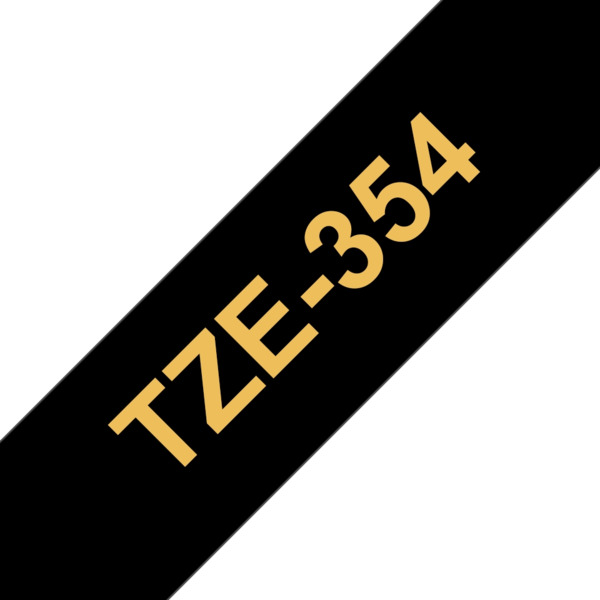 Compatible Brother TZe354 Cinta Laminada Generica de Etiquetas - Texto dorado sobre fondo negro - Ancho 24mm x 8 metros