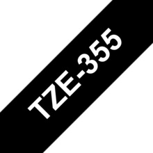 Compatible Brother TZe355 Cinta Laminada Generica de Etiquetas - Texto blanco sobre fondo negro - Ancho 24mm x 8 metros