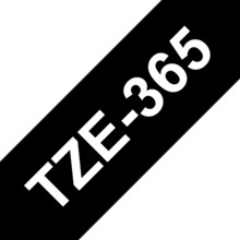 Compatible Brother TZe365 Cinta Laminada Generica de Etiquetas - Texto blanco sobre fondo negro - Ancho 36mm x 8 metros