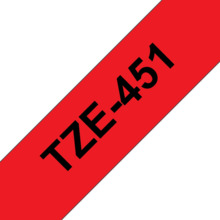 Compatible Brother TZe451 Cinta Laminada Generica de Etiquetas - Texto negro sobre fondo rojo - Ancho 24mm x 8 metros
