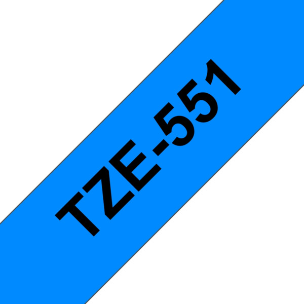 Compatible Brother TZe551 Cinta Laminada Generica de Etiquetas - Texto negro sobre fondo azul - Ancho 24mm x 8 metros