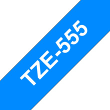 Compatible Brother TZe555 Cinta Laminada Generica de Etiquetas - Texto blanco sobre fondo azul - Ancho 24mm x 8 metros