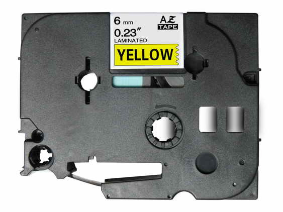 Compatible Brother TZe611 Cinta Laminada Generica de Etiquetas - Texto negro sobre fondo amarillo - Ancho 6mm x 8 metros