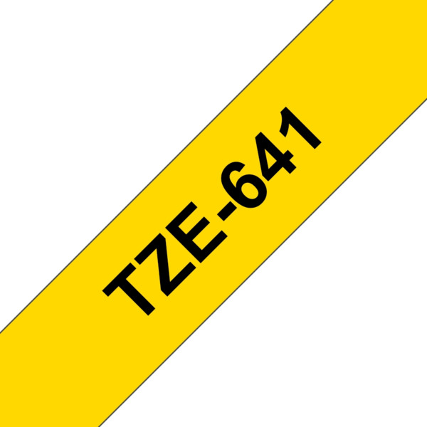 Compatible Brother TZe641 Cinta Laminada Generica de Etiquetas - Texto negro sobre fondo amarillo - Ancho 18mm x 8 metros