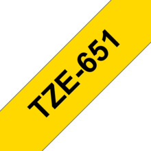 Compatible Brother TZe651 Cinta Laminada Generica de Etiquetas - Texto negro sobre fondo amarillo - Ancho 24mm x 8 metros
