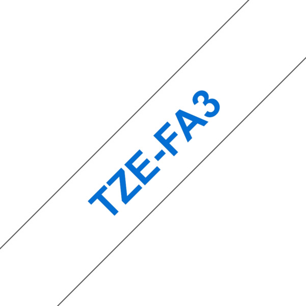 Compatible Brother TZeFA3 Cinta Textil Generica de Etiquetas - Texto azul sobre fondo blanco - Ancho 12mm x 3 metros