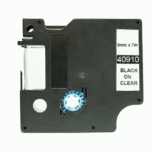 Compatible Dymo D1 40910 Cinta de Etiquetas Generica para Rotuladora - Texto negro sobre fondo transparente - Ancho 9mm x 7 metr