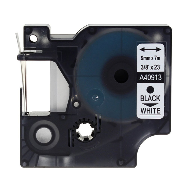 Compatible Dymo D1 40913 Cinta de Etiquetas Generica para Rotuladora - Texto negro sobre fondo blanco - Ancho 9mm x 7 metros - R