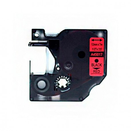 Compatible Dymo D1 45017 Cinta de Etiquetas Generica para Rotuladora - Texto negro sobre fondo rojo - Ancho 12mm x 7 metros - Re