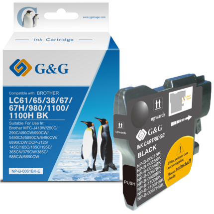 Compatible G&G Brother LC980/LC1100 Negro Cartucho de Tinta Generico - Reemplaza LC980BK/LC1100BK