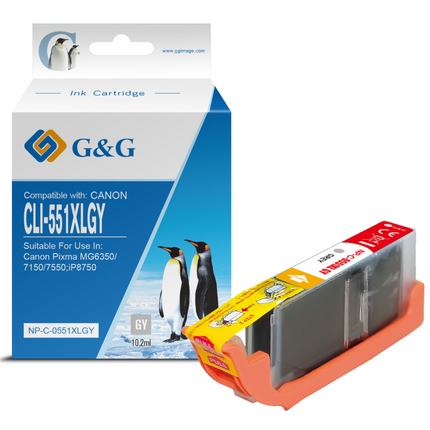 Compatible G&G Canon CLI551XL Gris Cartucho de Tinta Generico - Reemplaza 6447B001/6512B001