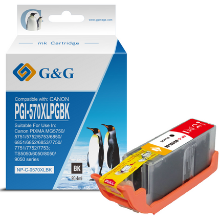 Compatible G&G Canon PGI570XL Negro Cartucho de Tinta Pigmentada Generico - Reemplaza 0318C001/0372C001