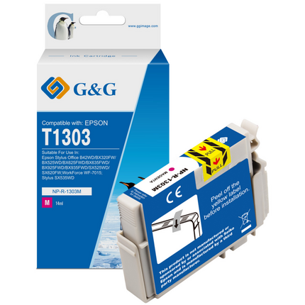 Compatible G&G Epson T1303 Magenta Cartucho de Tinta Generico - Reemplaza C13T13034010