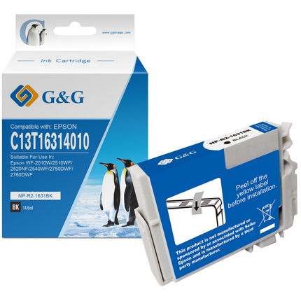 Compatible G&G Epson T1631/T1621/T1681 (16XL/16XXL) Negro Tinta Pigmentada - Reemplaza C13T16314012/C13T16214012/C13T1