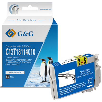 Compatible G&G Epson T1811/T1801 (18XL) Negro Cartucho de Tinta Generico - Reemplaza C13T18114012/C13T18014012