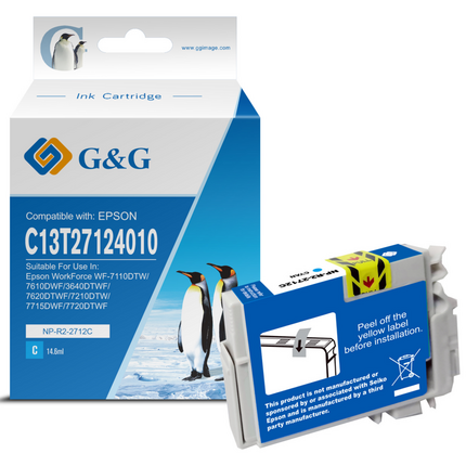 Compatible G&G Epson T2712/T2702 (27XL) Cyan Cartucho de Tinta Generico - Reemplaza C13T27124012/C13T27024012