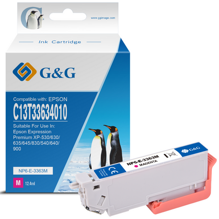 Compatible G&G Epson T3363/T3343 (33XL) Magenta Cartucho de Tinta Generico - Reemplaza C13T33634012/C13T33434012