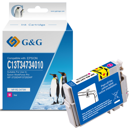 Compatible G&G Epson T3473/T3463 (34XL) Magenta Cartucho de Tinta Pigmentada Generico - Reemplaza C13T34734010/C13T34634010