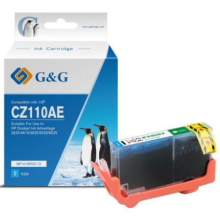Compatible G&G HP 655 Cyan Cartucho de Tinta Generico - Reemplaza CZ110AE